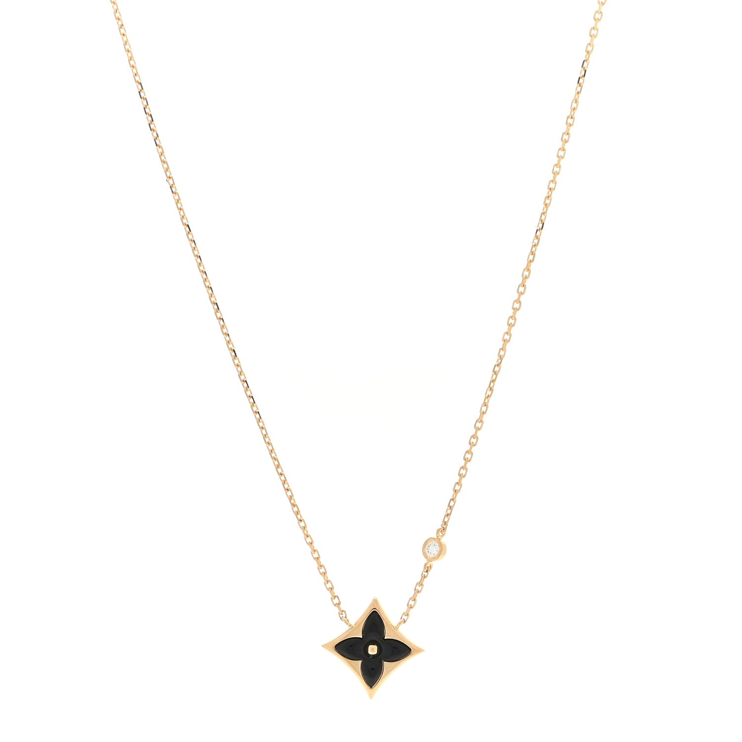 Louis Vuitton 18K Yellow Gold Diamond Black Onyx Color Blossom BB Star Pendant Necklace 1 of 4