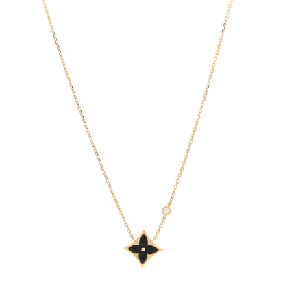 Louis Vuitton 18K Yellow Gold Diamond Black Onyx Color Blossom BB Star Pendant Necklace 1 of 4
