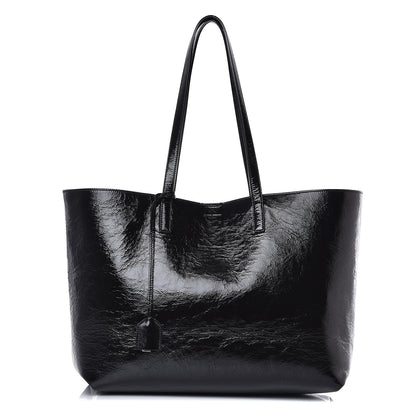 Saint Laurent Textured Patent Large Shopping Tote Black 1 of 12