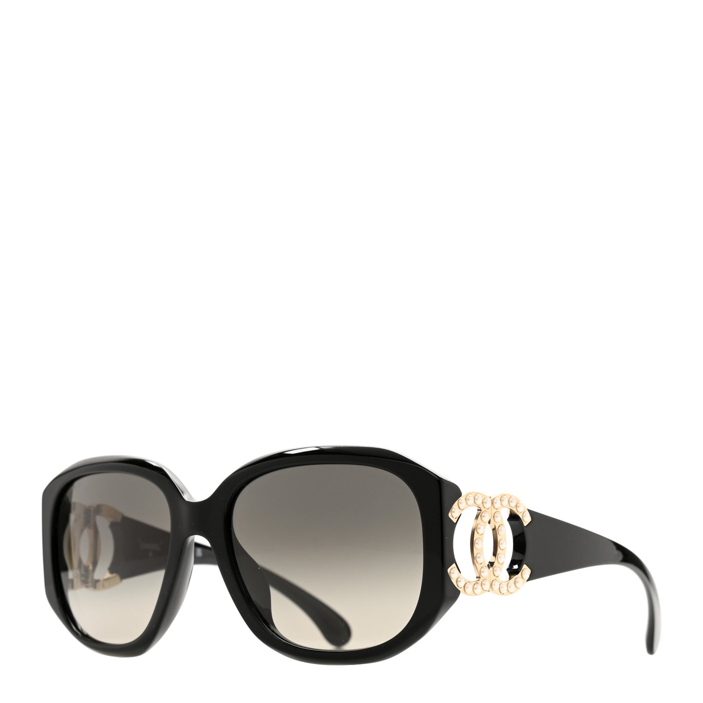 Acetate Pearl CC Square Sunglasses 71501-A Black