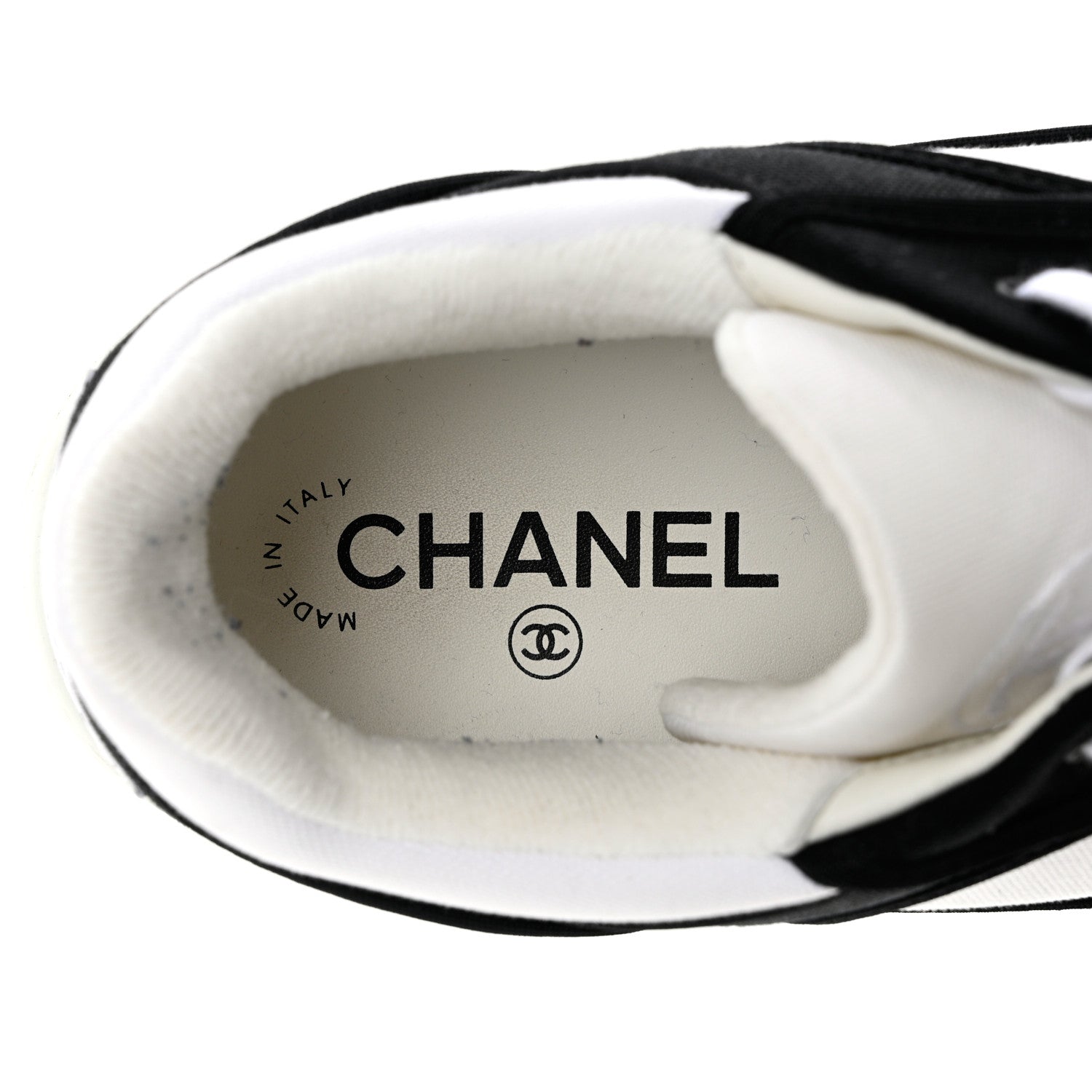 Chanel Fabric Womens Logo Sneakers 41 Black White 1200578