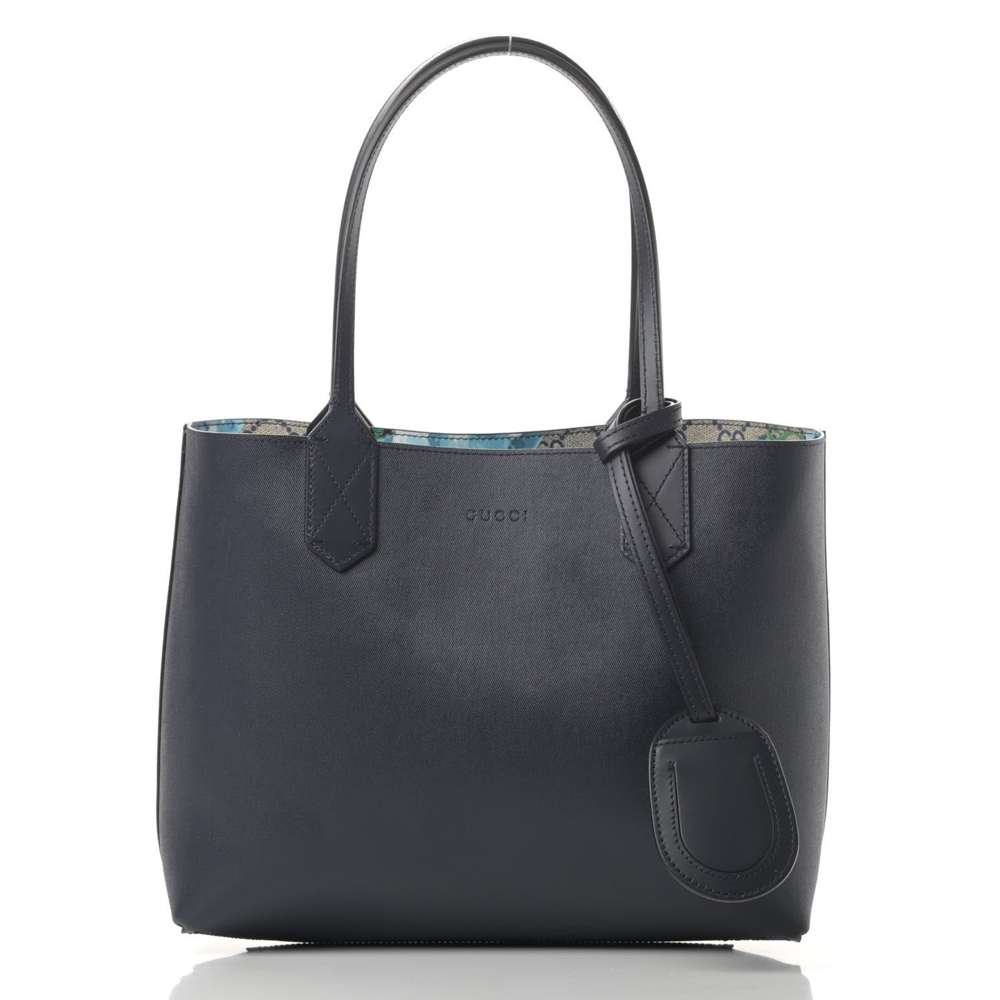 GG Supreme Monogram Blooms Small Reversible Tote Beige Blue Navy