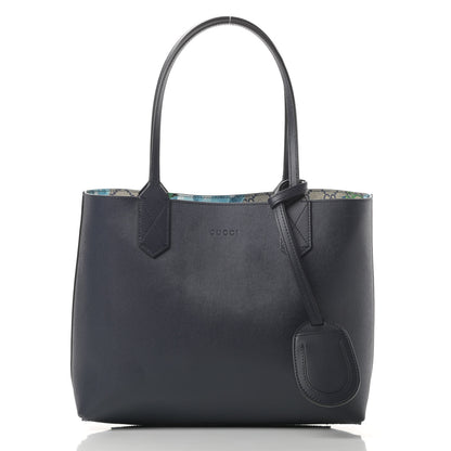 Gucci GG Supreme Monogram Blooms Small Reversible Tote Beige Blue Navy 3 of 15
