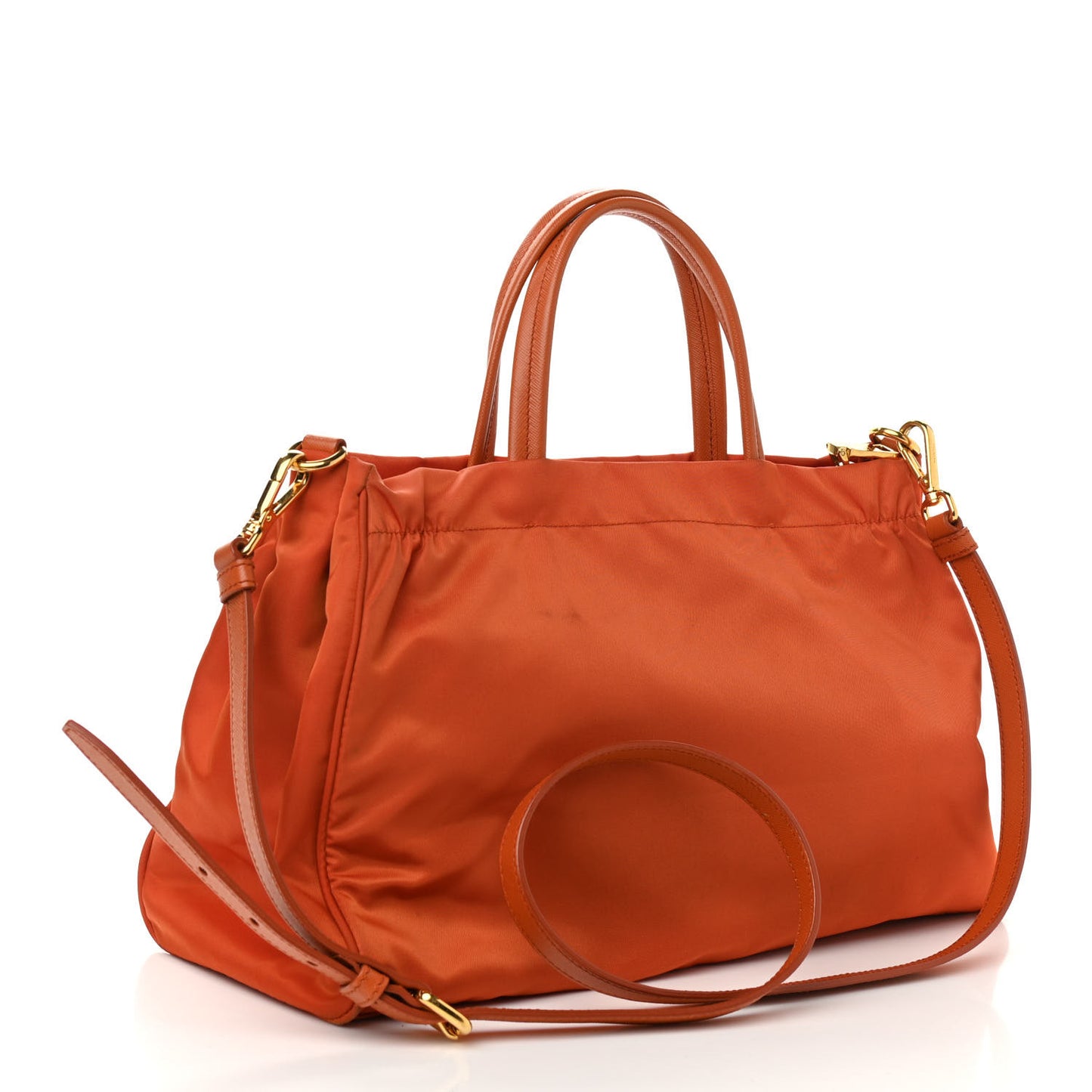 Saffiano Tessuto Nylon Shopping Satchel Orange