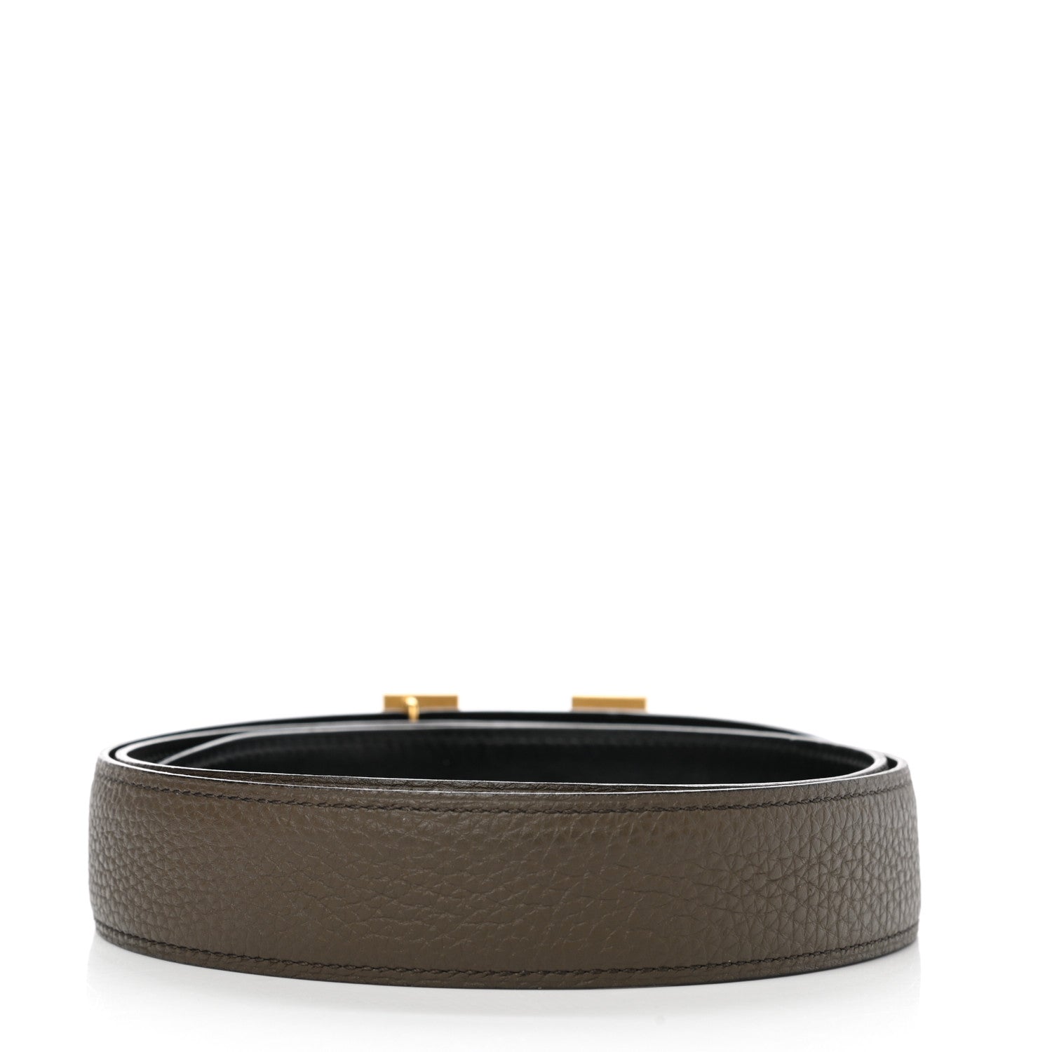 Hermes Togo Box 42mm Strie H Belt 95 Black Eucalyptus 2 of 10