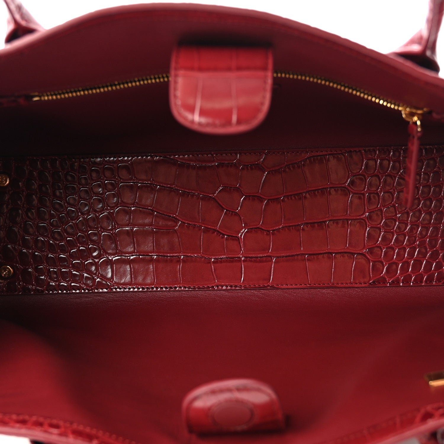 Chanel Calfskin Crocodile Embossed Archetype Small Shopping Tote Burgundy 5 of 10