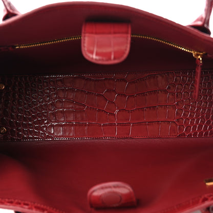 Chanel Calfskin Crocodile Embossed Archetype Small Shopping Tote Burgundy 5 of 10
