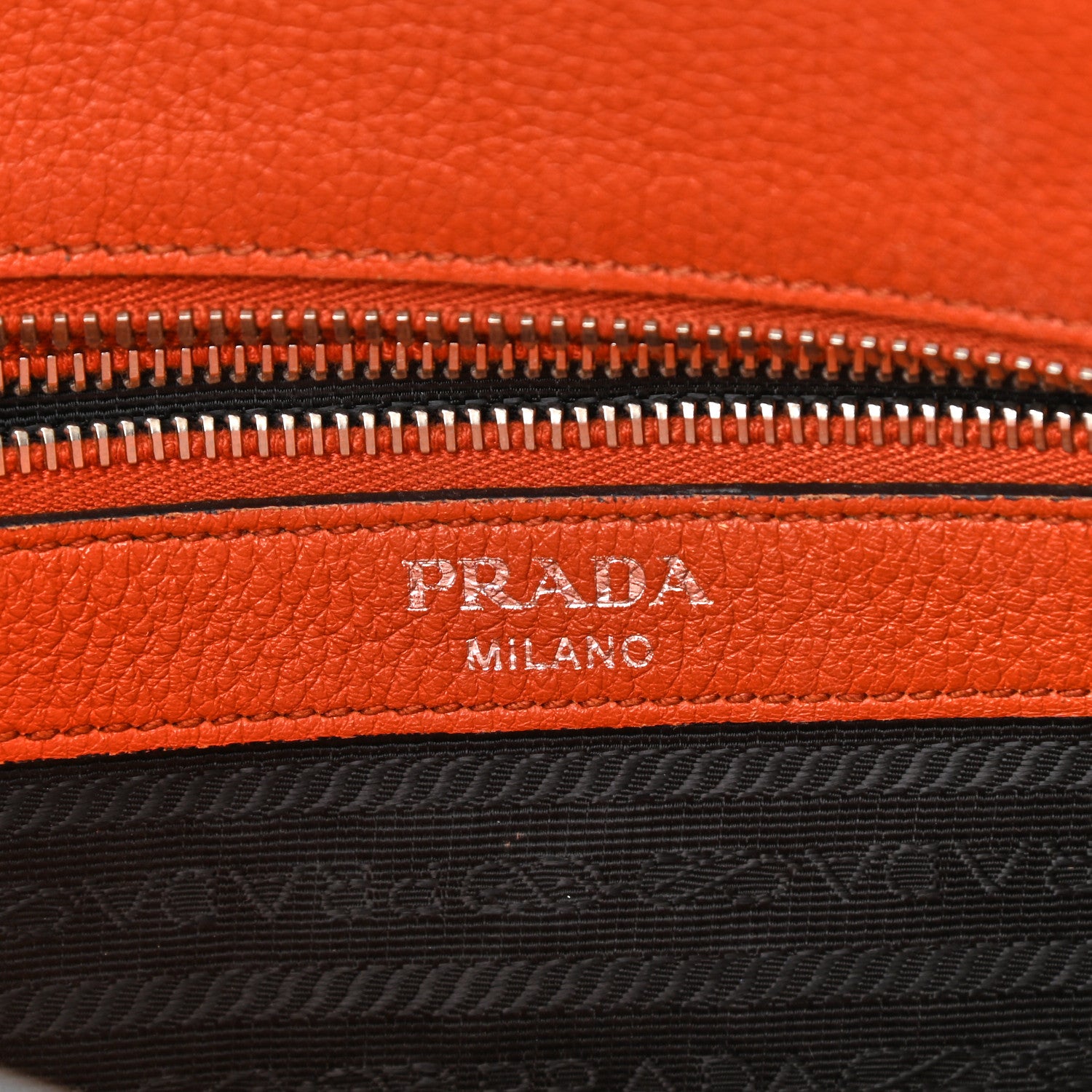 Prada Vitello Phenix Embossed Logo Shoulder Bag Papaya 6 of 14