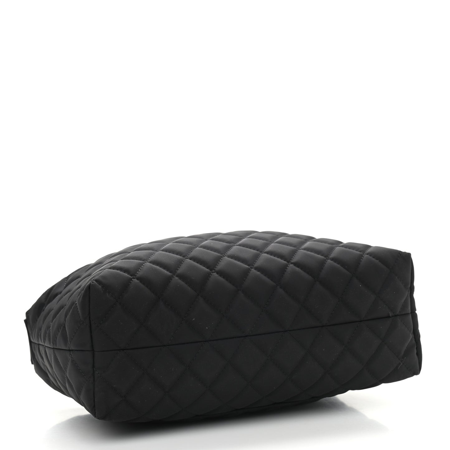 Nylon Calfskin Quilted Hobo Black