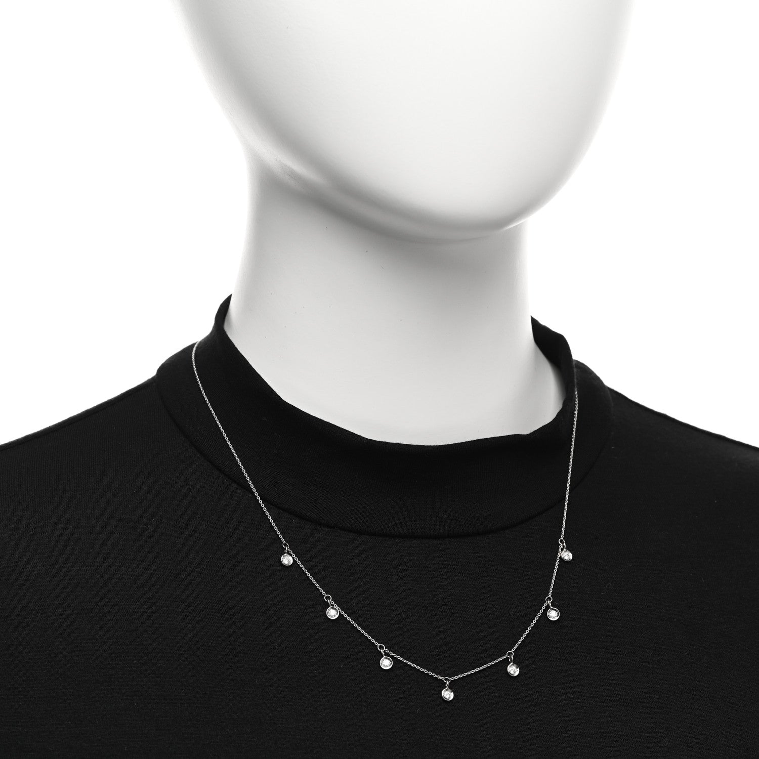 Roberto Coin 18K White Gold Diamond Diamonds By The Inch Dangling Seven Station Necklace 2 of 4