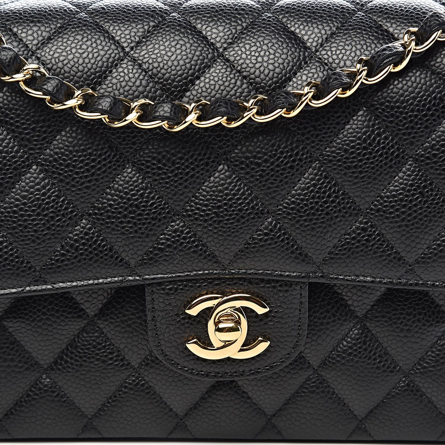 Caviar Quilted Medium Double Flap Black