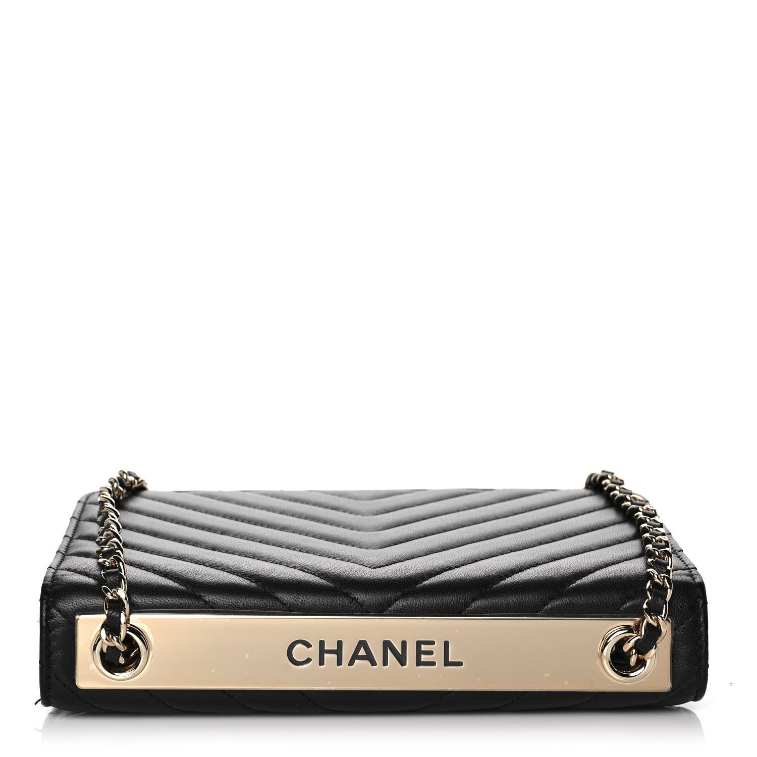 Chanel Lambskin Chevron Quilted Trendy CC Wallet On Chain WOC Black 10 of 14