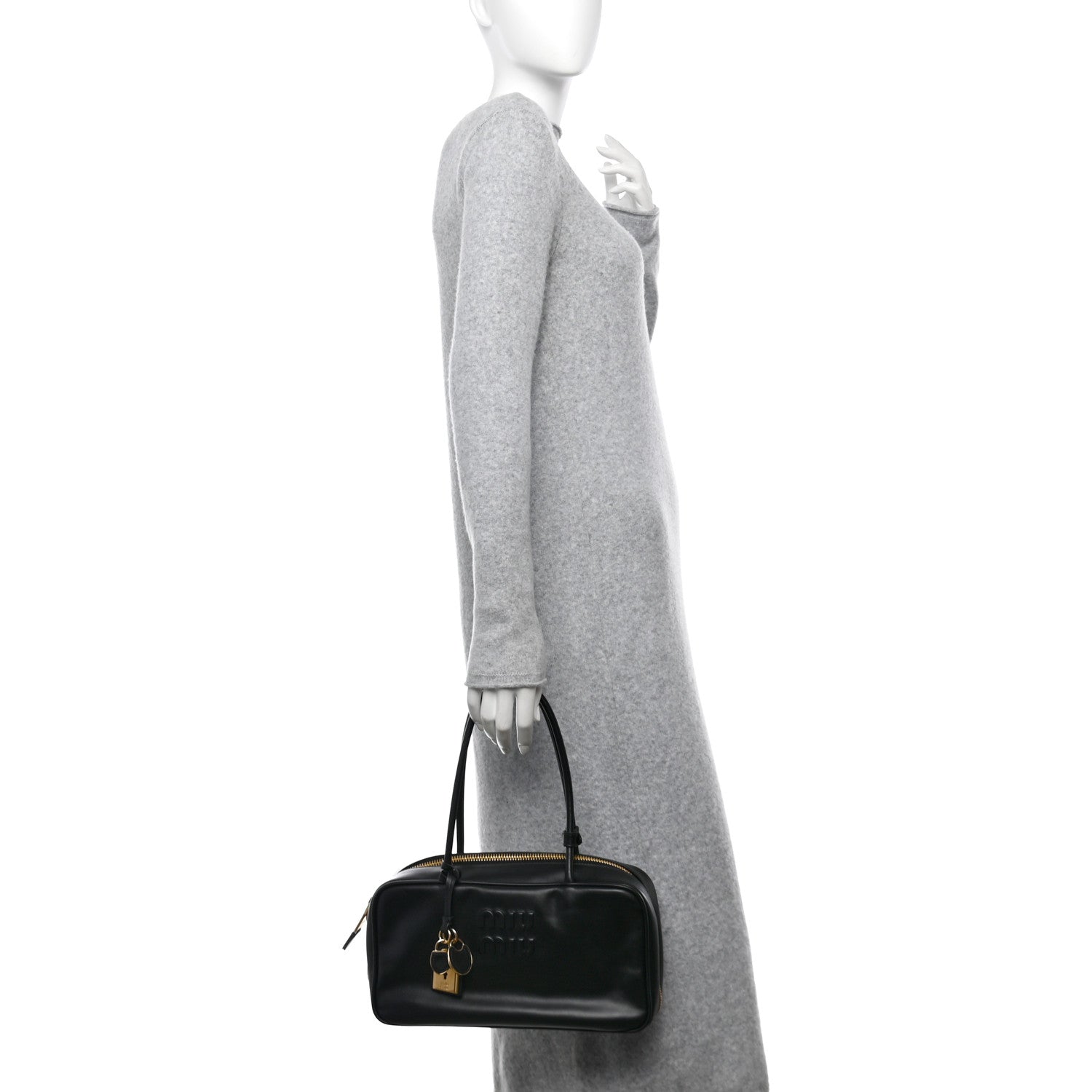 Miu Miu Calfskin Softy Medium Beau Top Handle Bag Black 2 of 10
