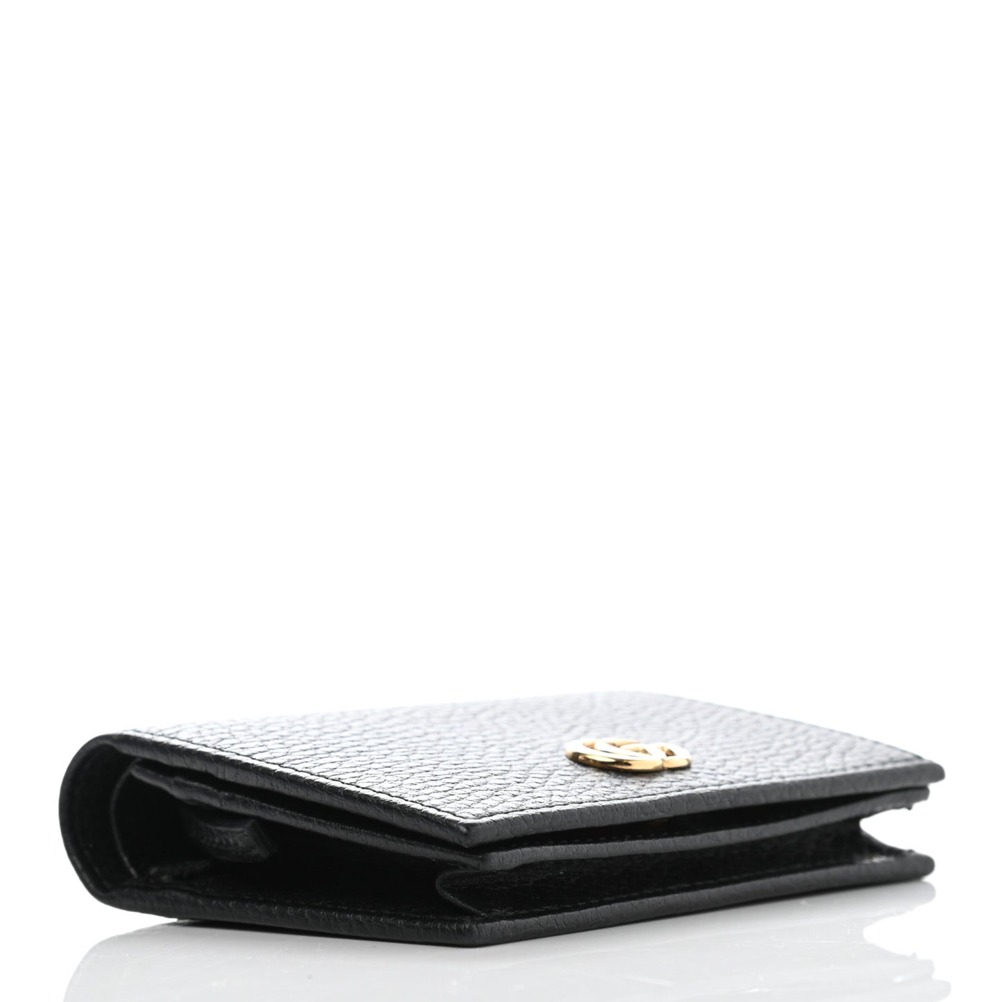 Pebbled Calfskin GG Marmont Card Case Black