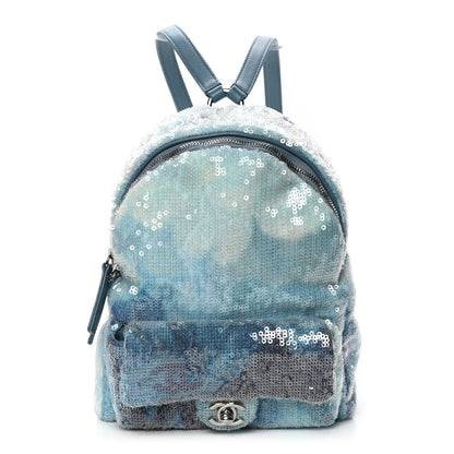 Chanel Sequin Tri-color Waterfall Backpack Light Blue 1 of 5