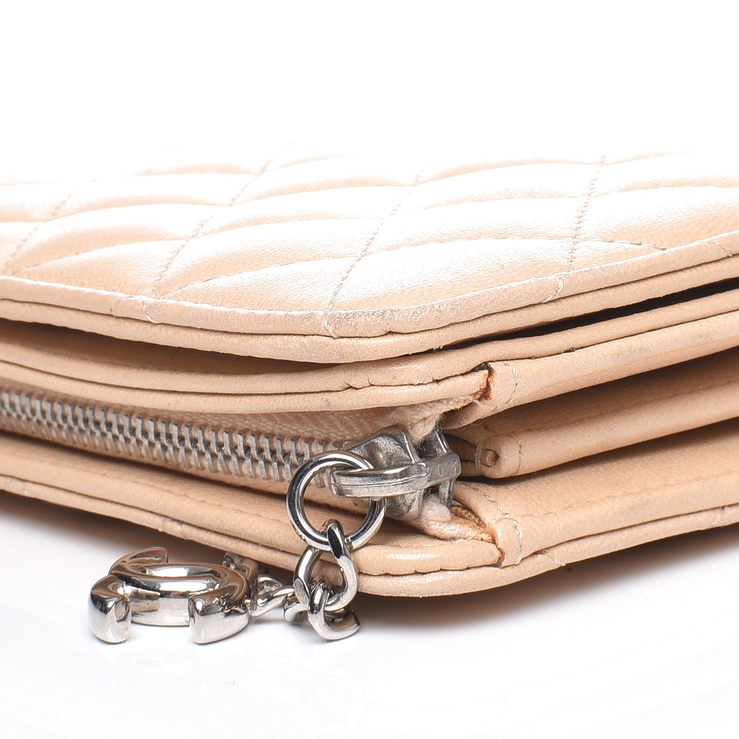 Chanel Lambskin Quilted Compact Wallet Beige 11 of 16