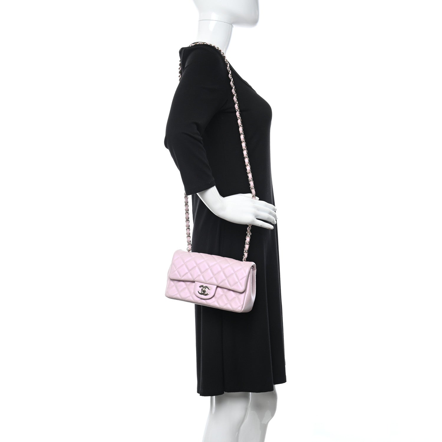 Chanel Iridescent Calfskin Quilted Mini Rectangular Flap Light Pink 3 of 11