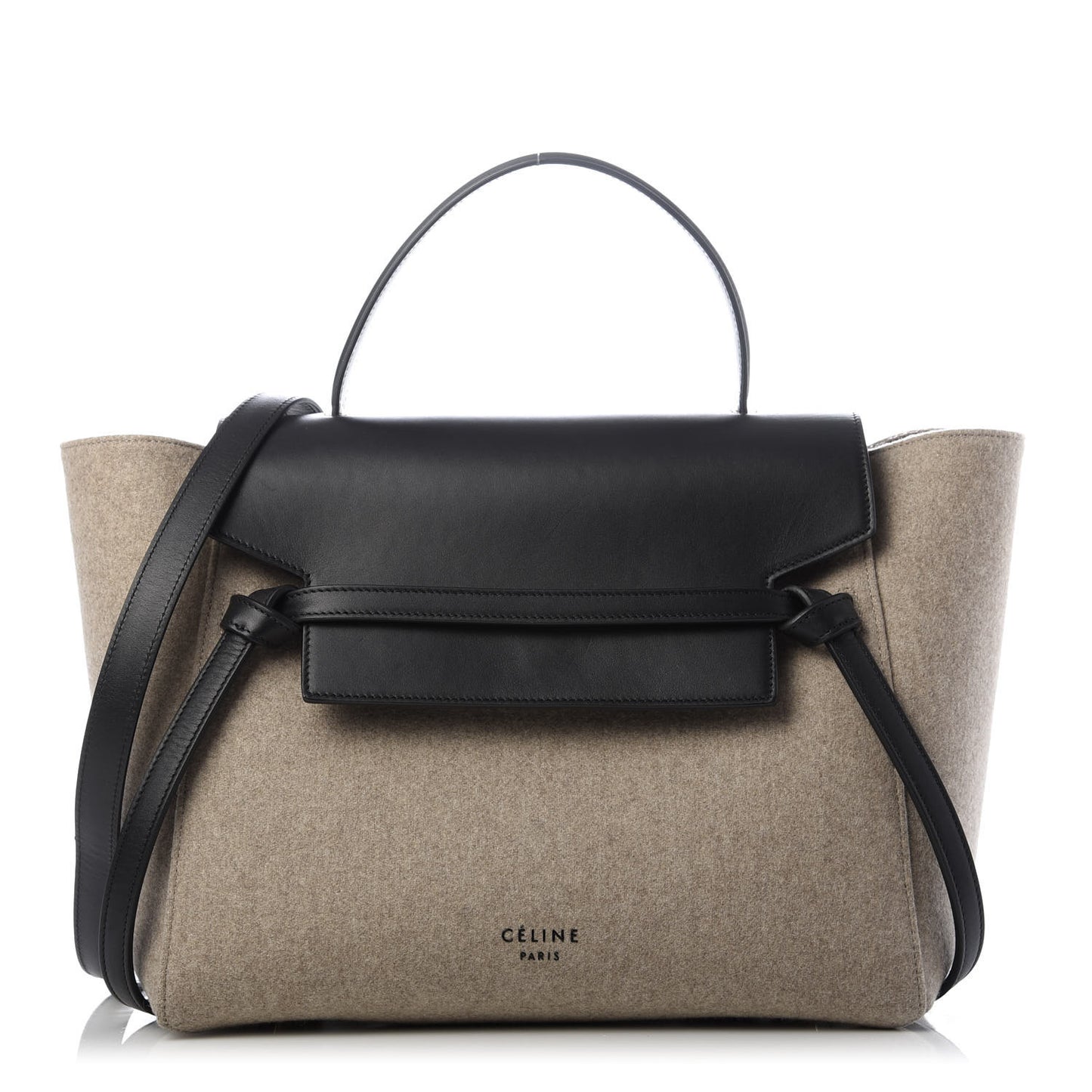 Felt Smooth Calfskin Mini Belt Bag Beige