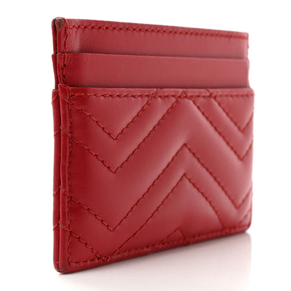 Gucci Calfskin Matelasse GG Marmont Card Holder Hibiscus Red 3 of 10