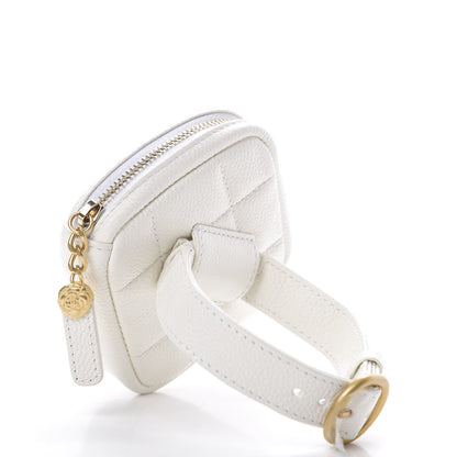 Chanel Caviar Quilted Diamond Arm Coin Purse White 3 of 8