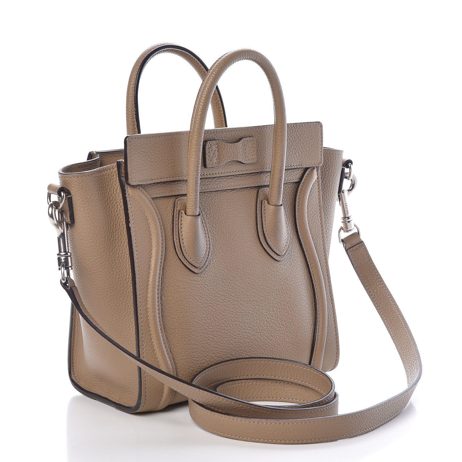 Celine Drummed Calfskin Nano Luggage Dune 3 of 15