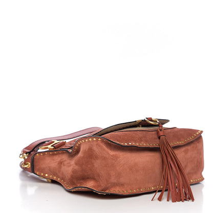 Chloe Suede Calfskin Braided Medium Marcie Satchel Terracotta Red 3 of 9