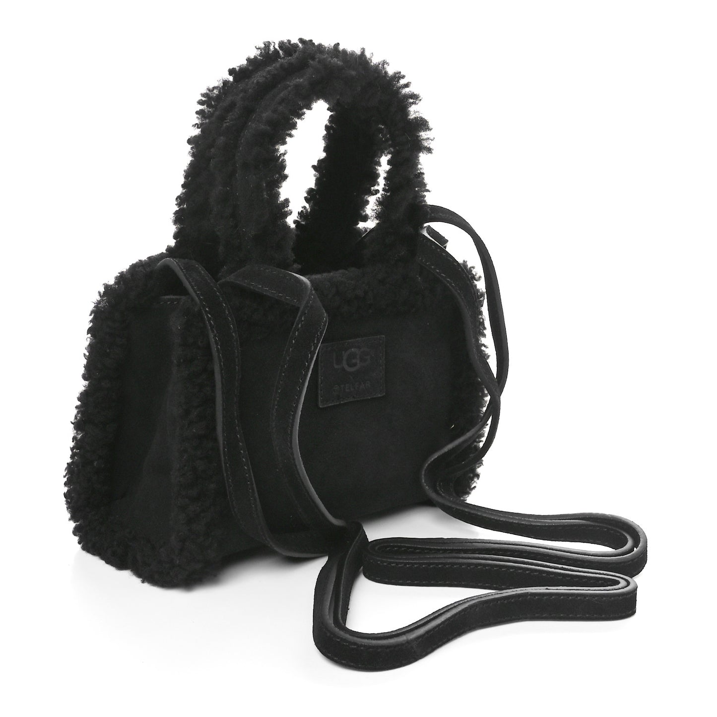 X UGG Suede Shearling Small Shopping Bag Black