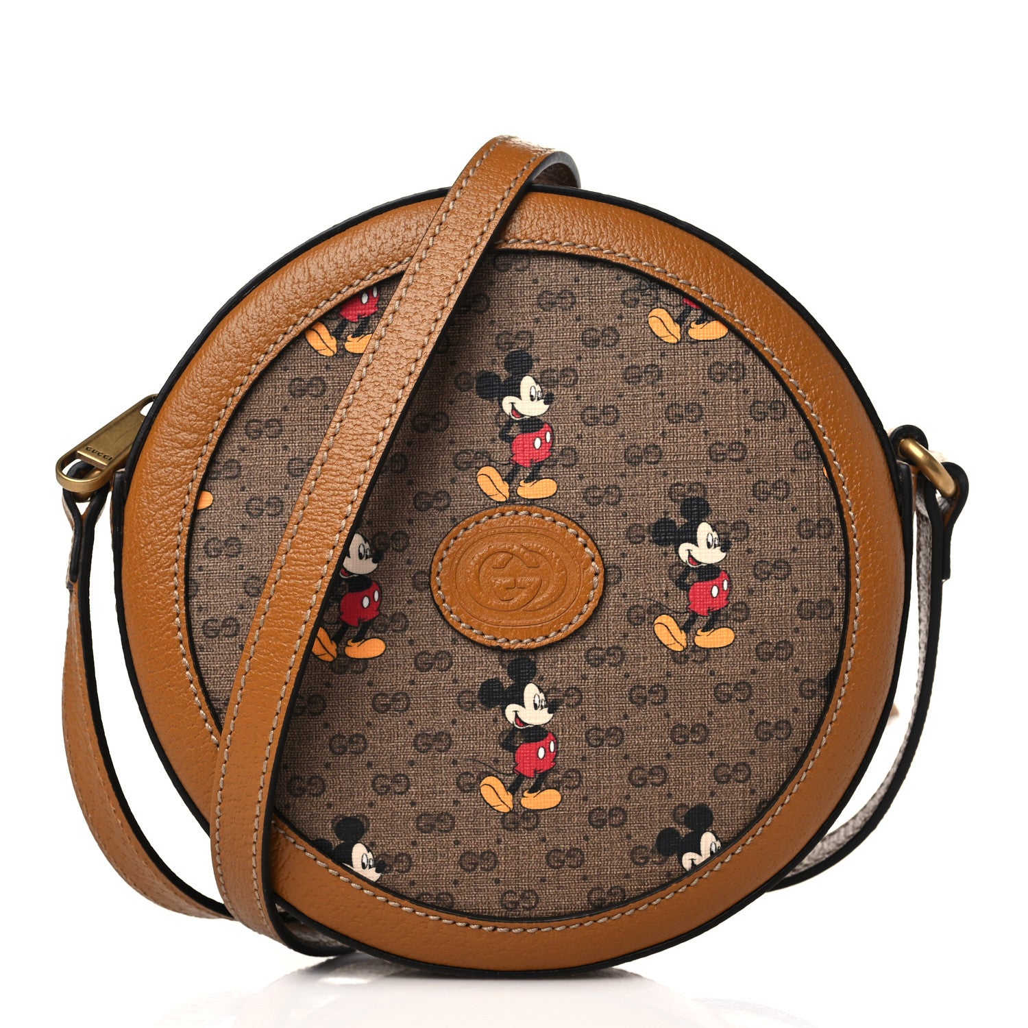 Gucci X DISNEY Mini Vintage GG Supreme Monogram Mickey Mouse Round Shoulder Bag Beige Vintage Sun Oil 1 of 9