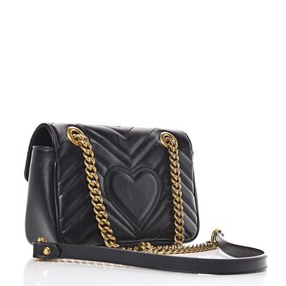 Gucci Calfskin Matelasse Mini GG Marmont Shoulder Bag Black 3 of 10