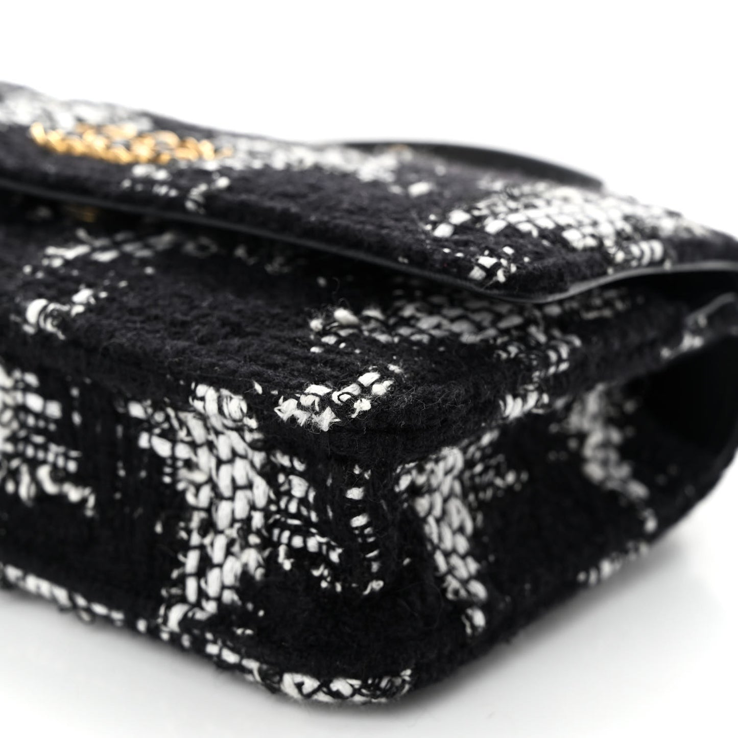 Tweed Quilted Chanel 19 Wallet On Chain WOC Black White