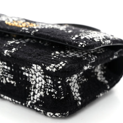 Chanel Tweed Quilted Chanel 19 Wallet On Chain WOC Black White 11 of 12