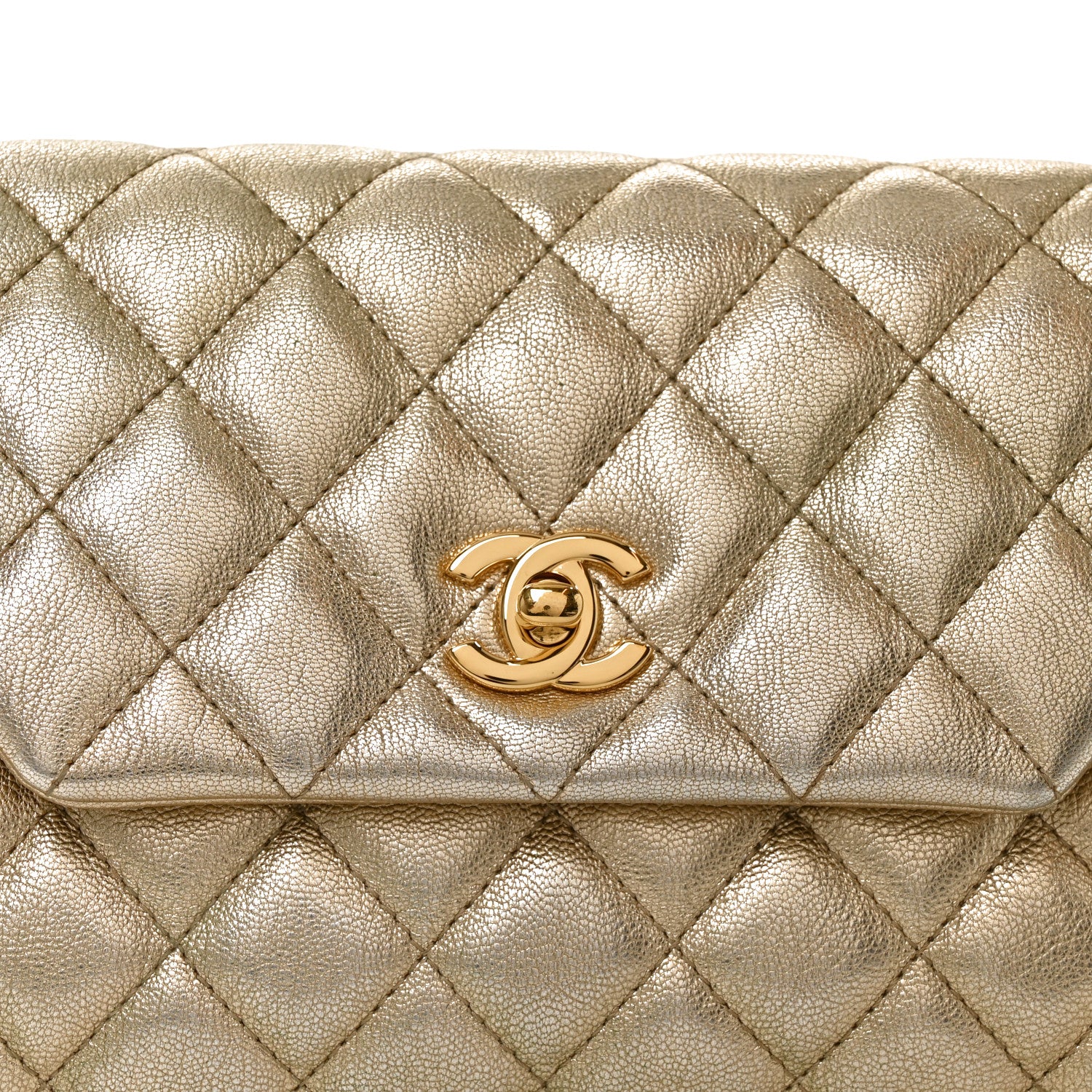 Chanel Metallic Lambskin Quilted Fold Up Again Clutch Gold 8 of 10