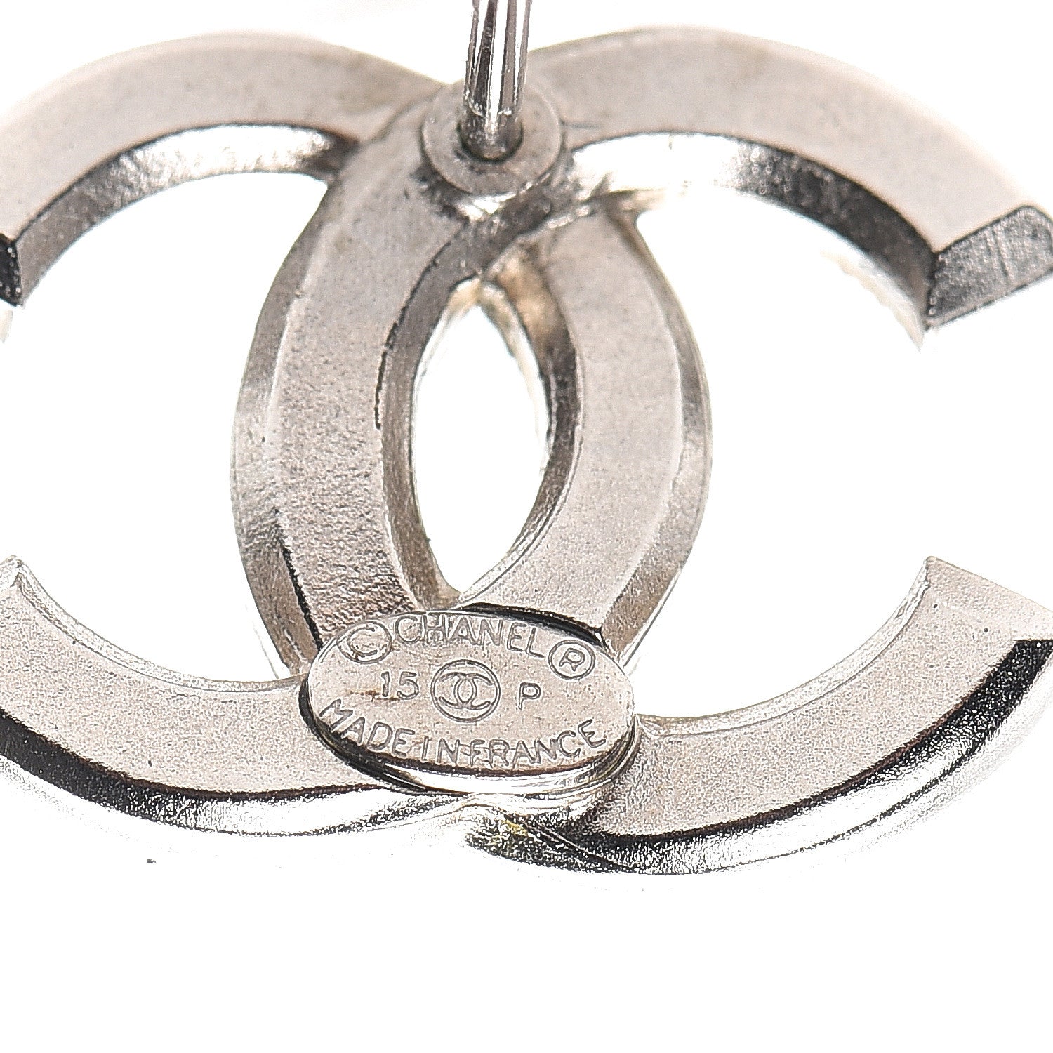 Chanel Baguette Crystal CC Earrings Silver 4 of 4