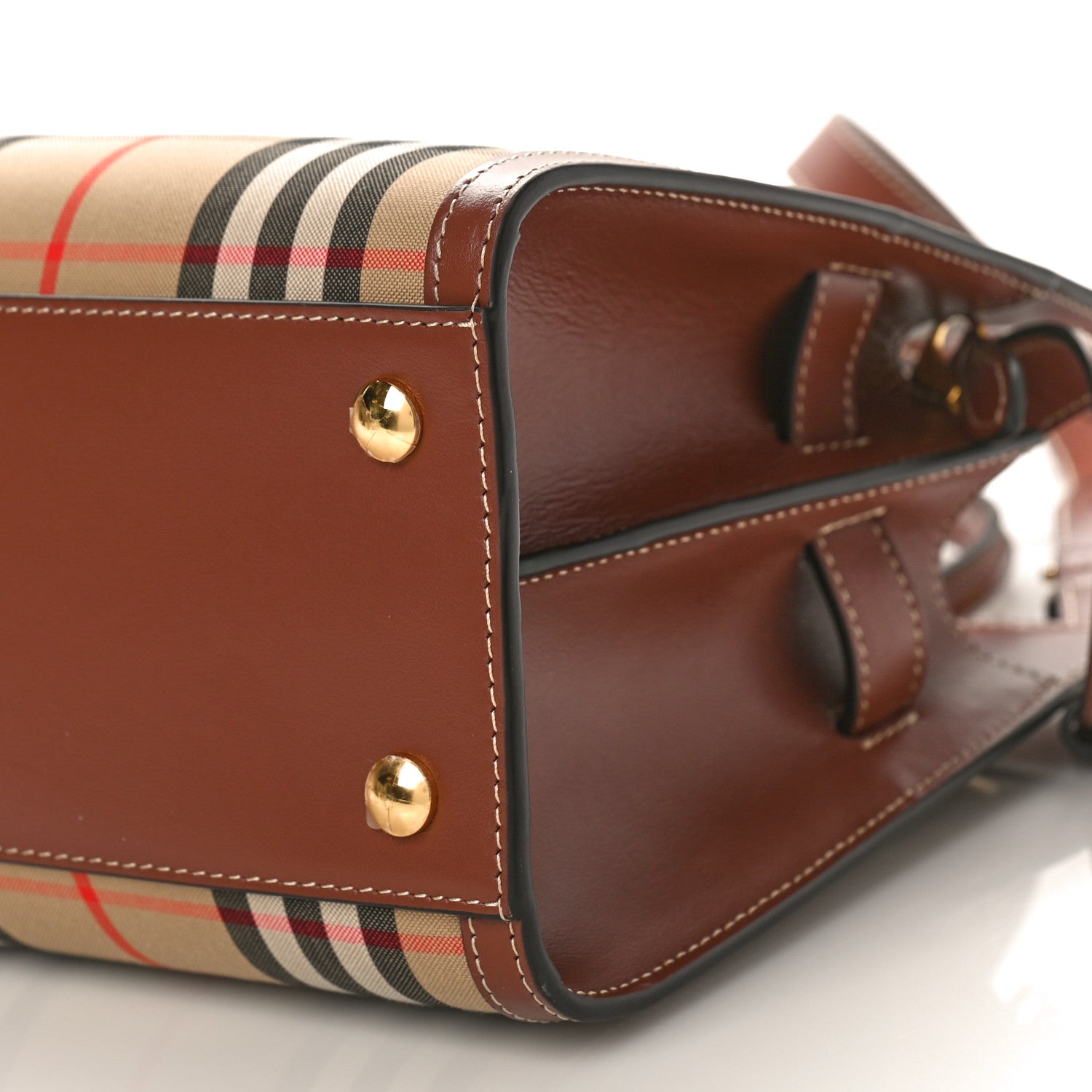 Burberry Calfskin Vintage Check Mini Two Handle Title Bag Archive Beige 9 of 9