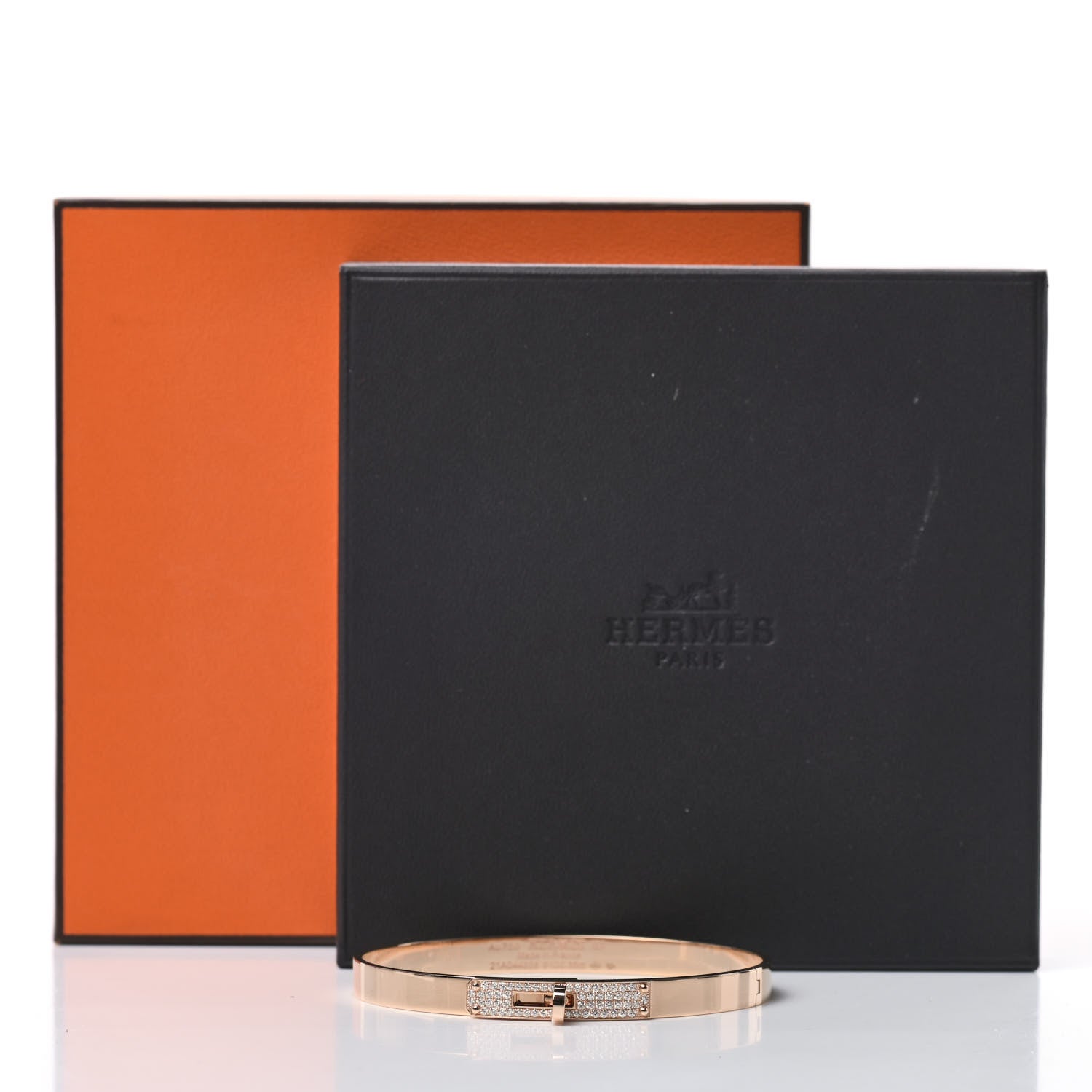 Hermes 18K Rose Gold Diamond PM Kelly Pave Bracelet ST 6 of 6