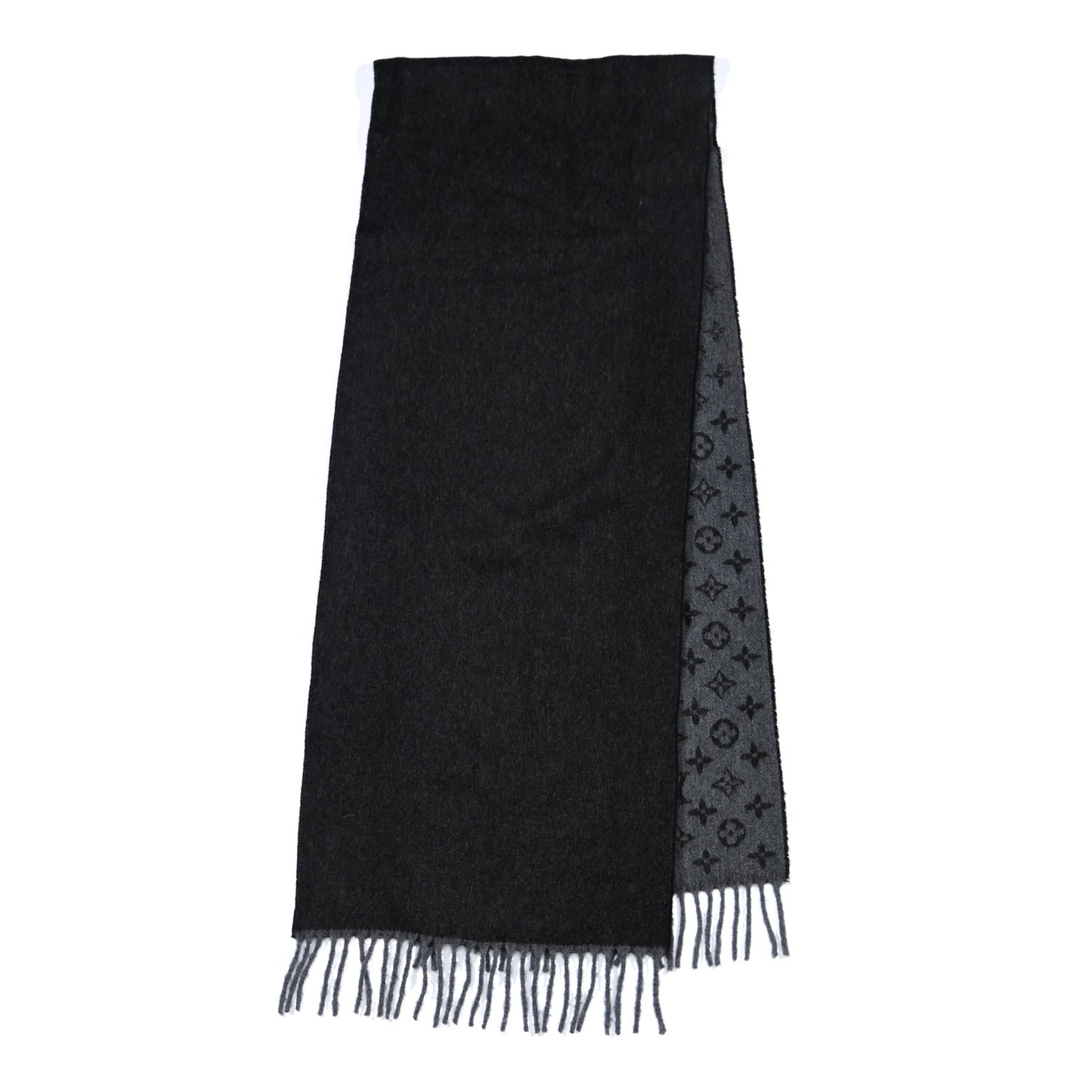 Cashmere Wool Monogram Gradient Scarf Black