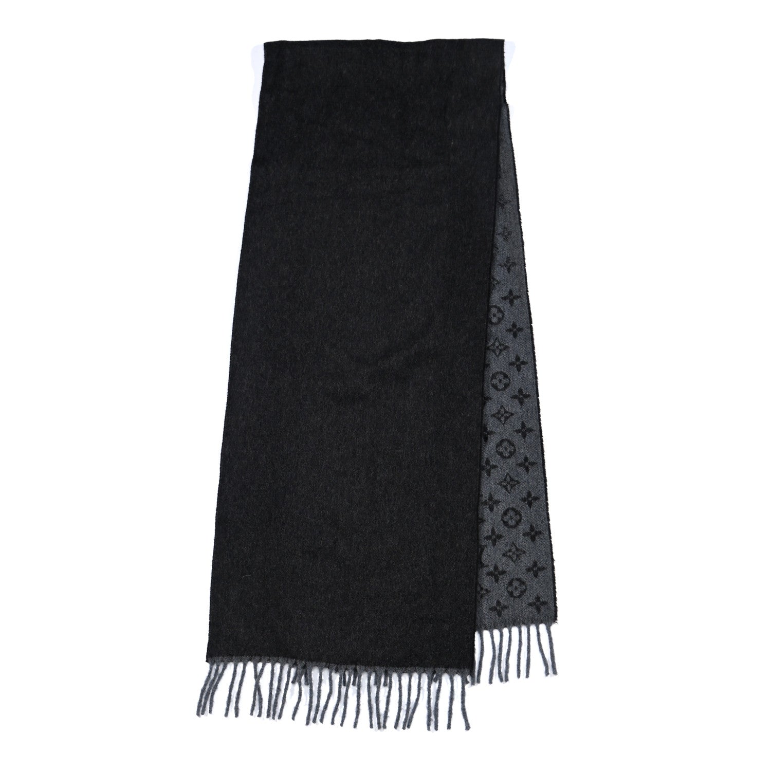 Louis Vuitton Cashmere Wool Monogram Gradient Scarf Black 3 of 5