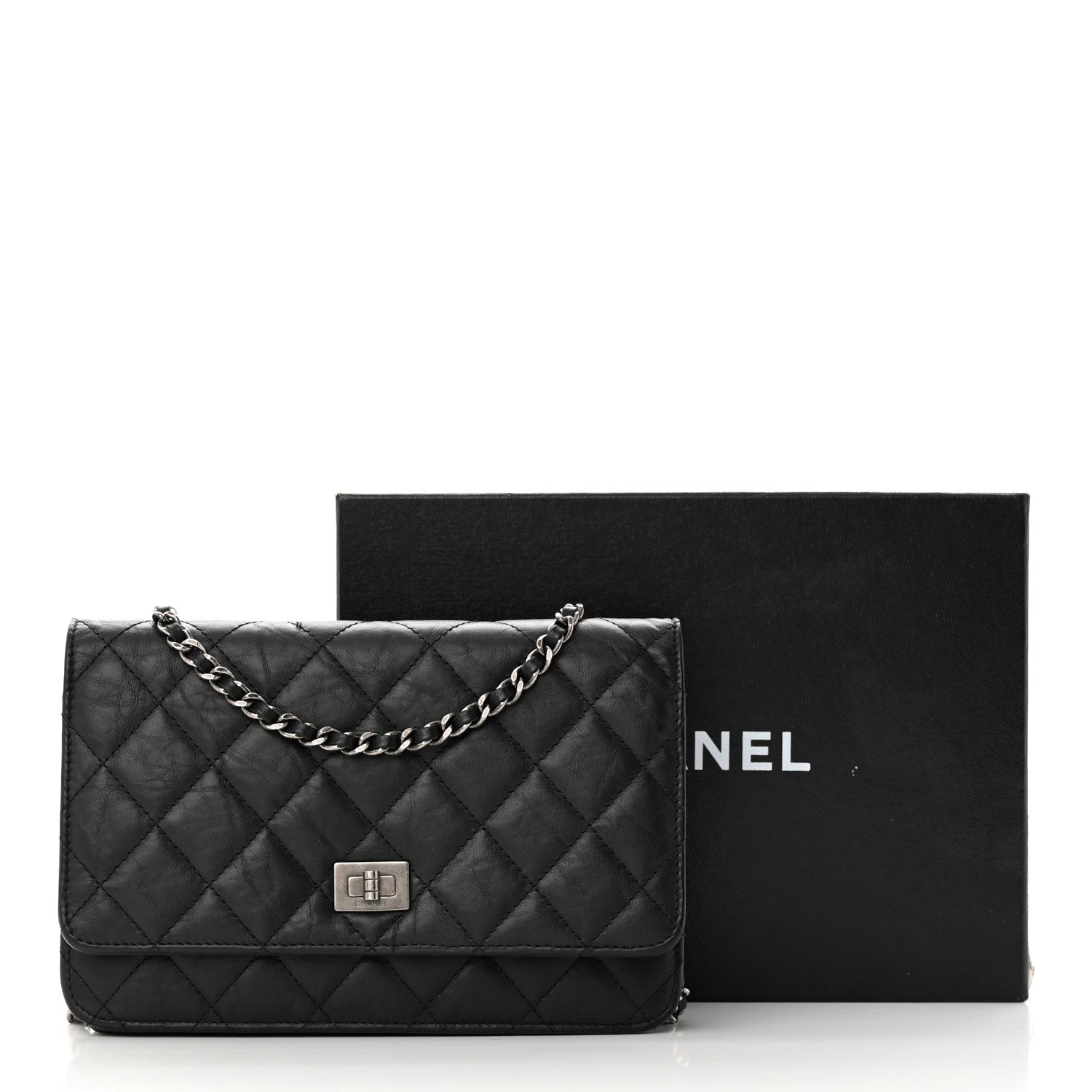 Chanel Aged Calfskin Reissue Wallet On Chain WOC Black 17 of 17