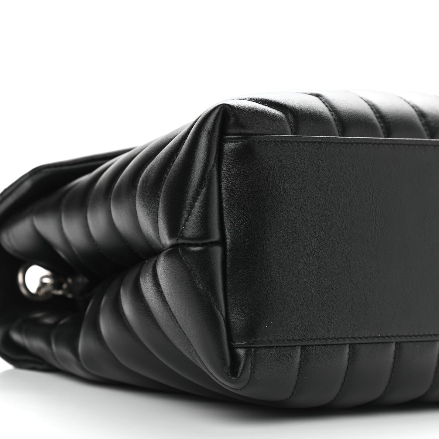 Calfskin Y Quilted Monogram Medium Loulou Chain Satchel Black