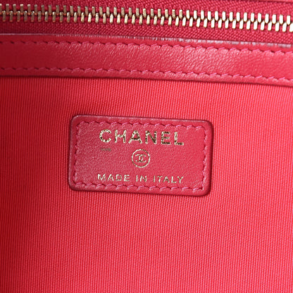 Chanel Lambskin Quilted Large Cosmetic Case Dark Pink 8 of 14