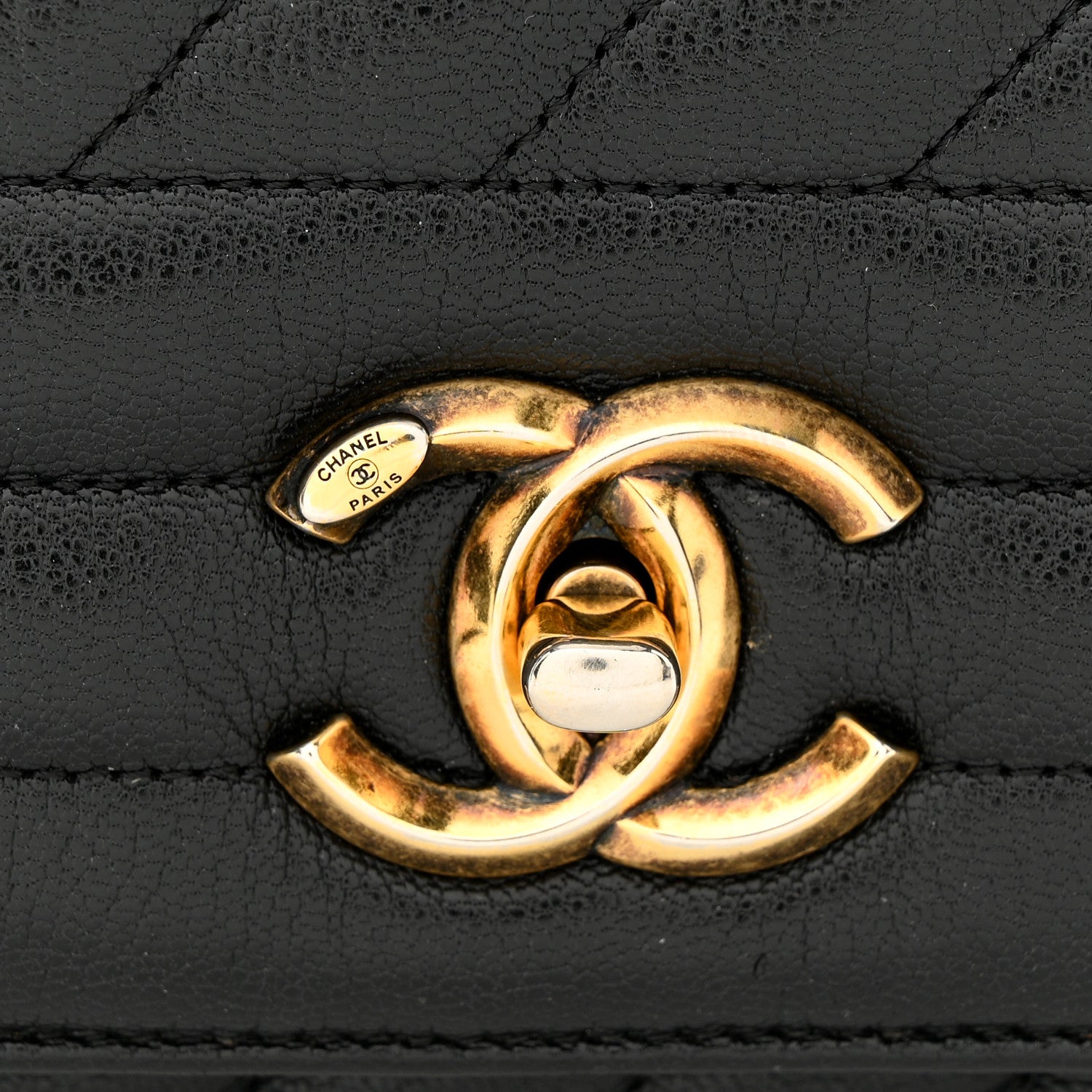 Chanel Shiny Goatskin Diagonal Quilted Small Flap Black 13 of 14