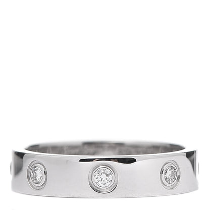 Cartier 18K White Gold 8 Diamond 4mm Wedding Band LOVE Ring 49 4.75 1 of 5