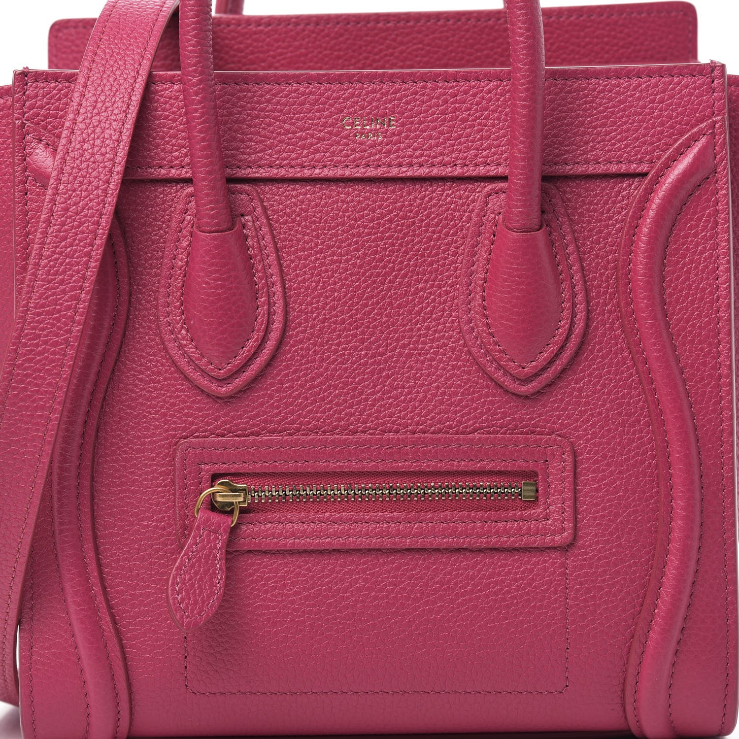Celine Drummed Calfskin Nano Luggage Fuchsia 10 of 11