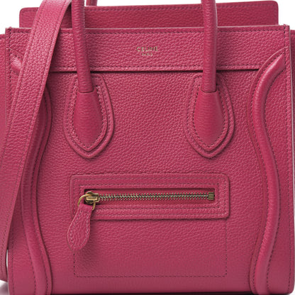Celine Drummed Calfskin Nano Luggage Fuchsia 10 of 11
