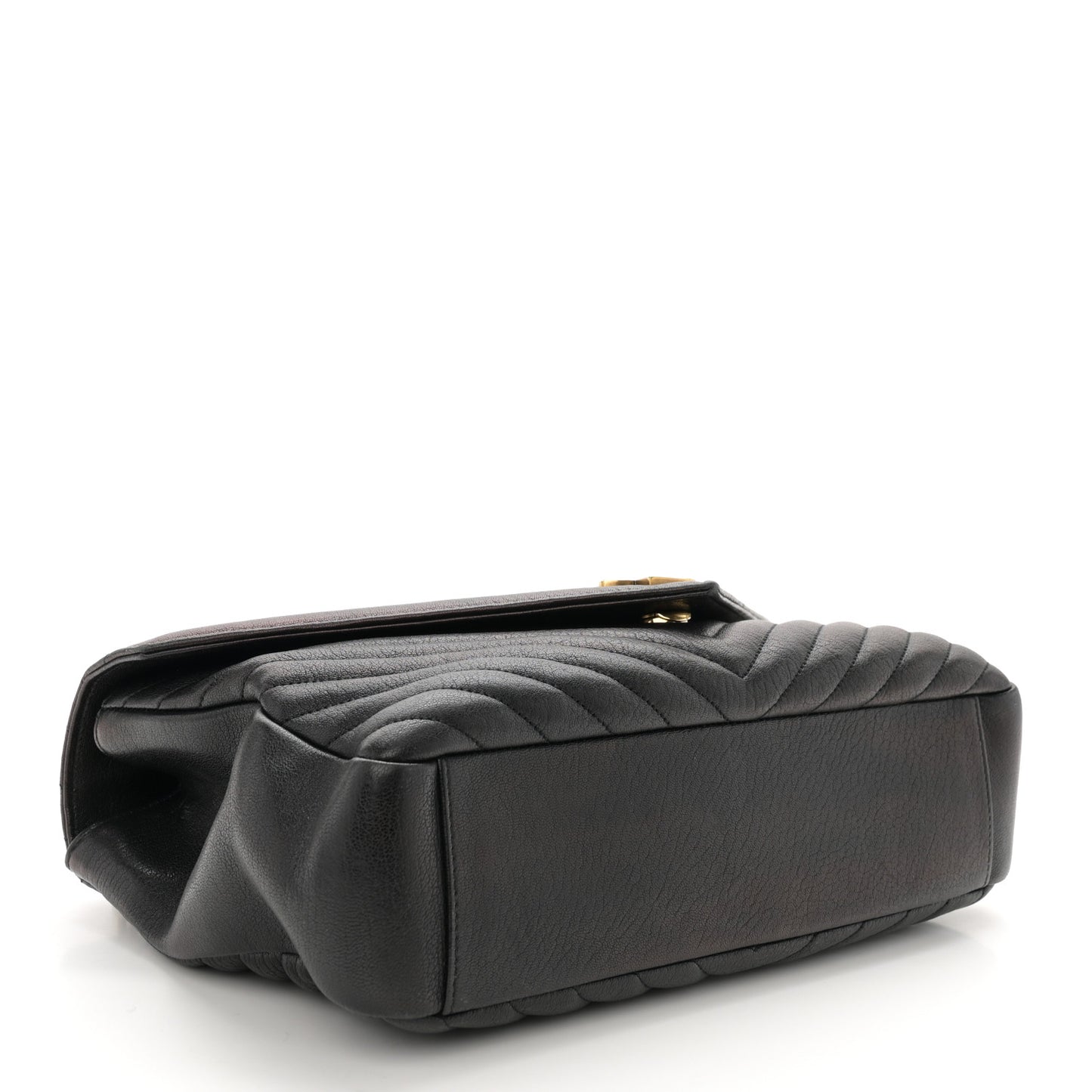 Sheepskin Matelasse Chevron Monogram Large College Satchel Black Tulip
