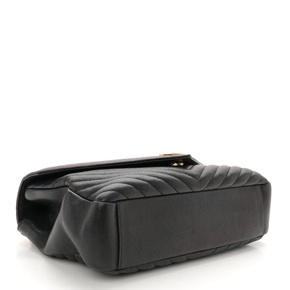 Saint Laurent Sheepskin Matelasse Chevron Monogram Large College Satchel Black Tulip 4 of 14