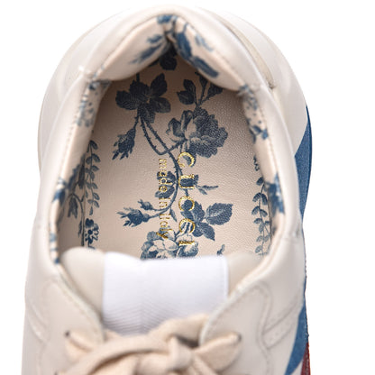 Gucci Calfskin Glitter Web Print Womens Rhyton Sneakers 35 Mystic White 6 of 10