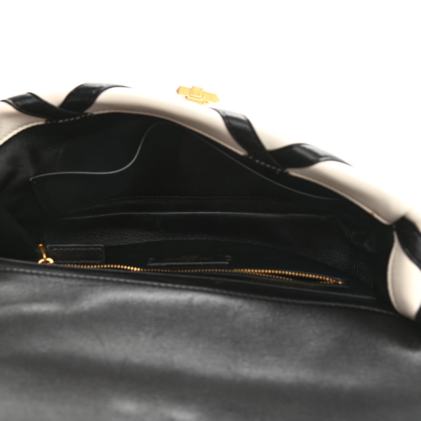 Nappa Large Roman Stud Shoulder Bag Ivory Black