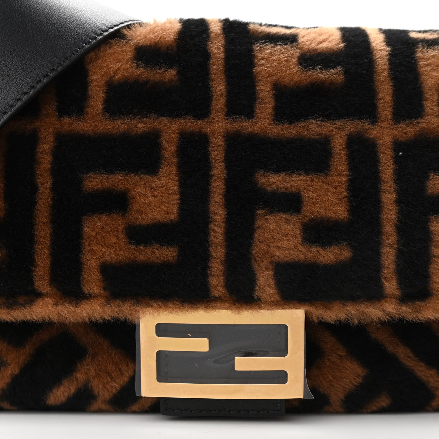 Shearling Vitello Dolce Macro FF 1974 Baguette Tobacco Black