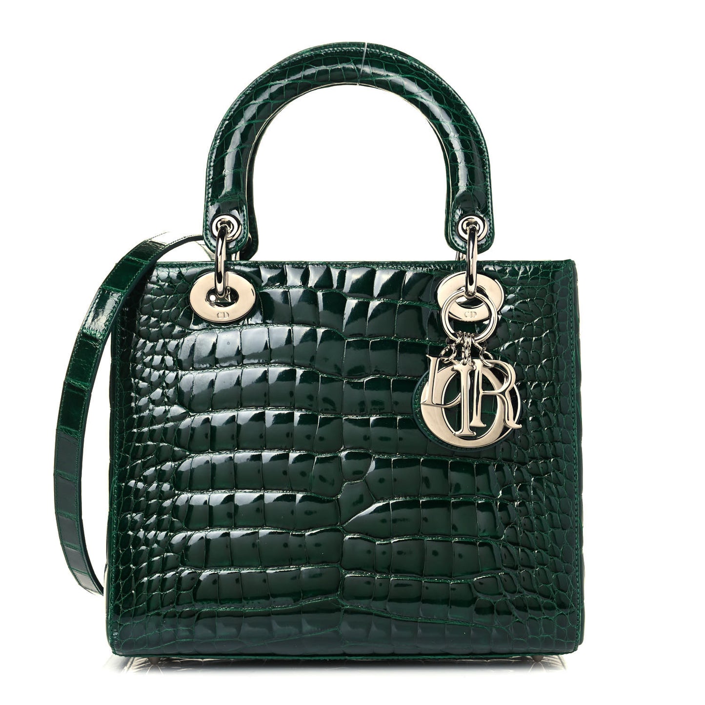 Alligator Medium Lady Dior Dark Green